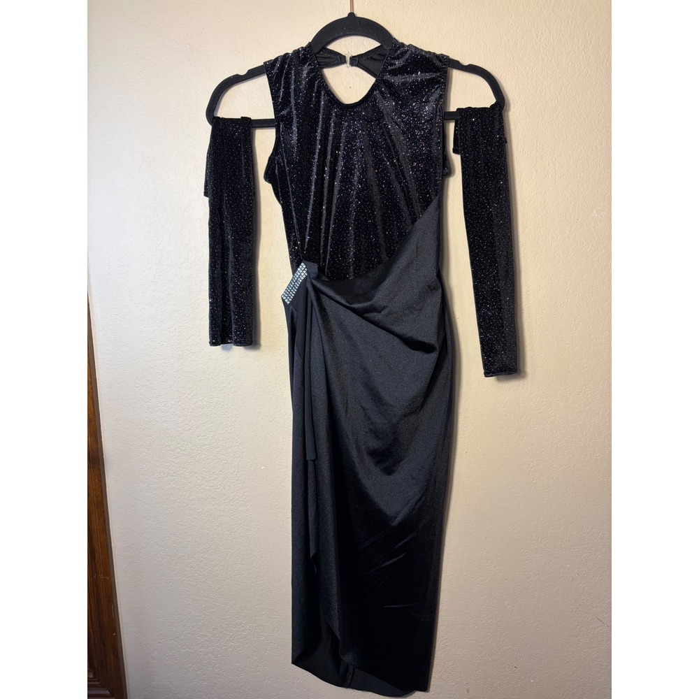 Weissman Black Glitter Dance or Halloween Costume Dress Detached Sleeves Size SA